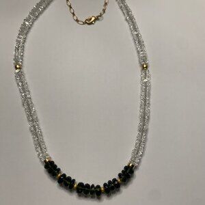 Moldavite and Herkimer Diamond Necklace